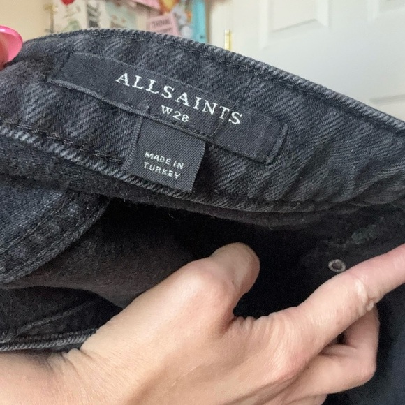 All Saints Black Denim Shorts Medium - Picture 3 of 4